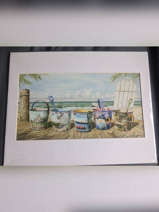 Disney David Doss 11x14 Print "Summer Magic" Beach Sand Buckets 2005 art PP-408 - Picture 1 of 4